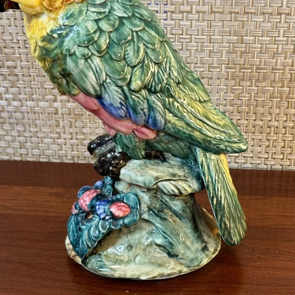 🌟3xHP🌟VTG 1950s Stangl Art Pottery Large Cockatoo Majolica Style Figurine USA - Picture 11 of 17